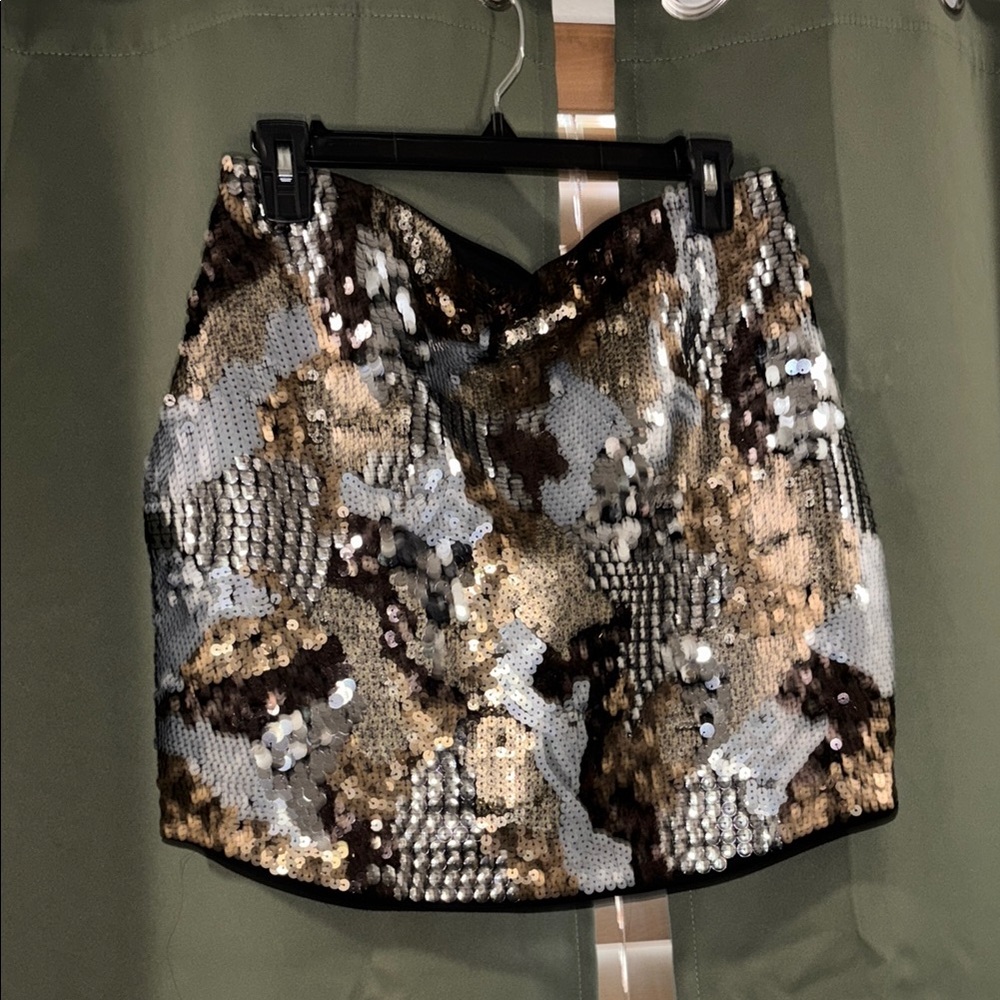 Glam Sequin Mini Skirt in Gold and Silver